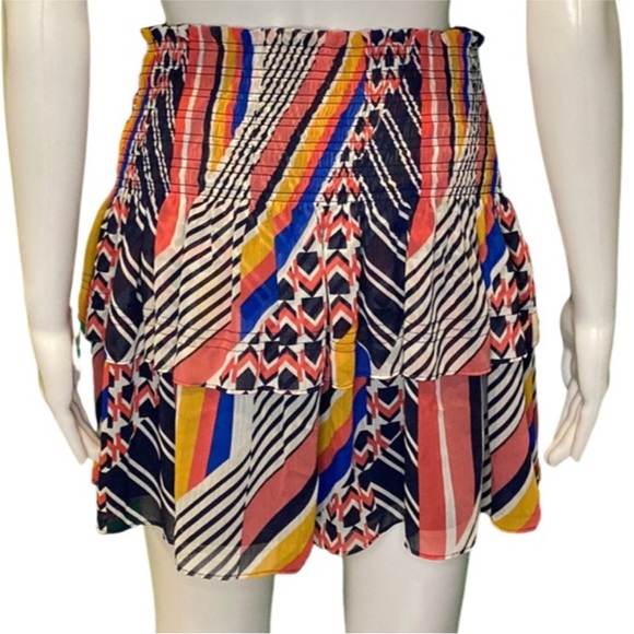 NWT ramy brook stripped ronnie skirt tiered mini circle